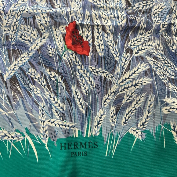 Hermes Green and Blue Scarf with Rabbit Design - Picture 2 of 9